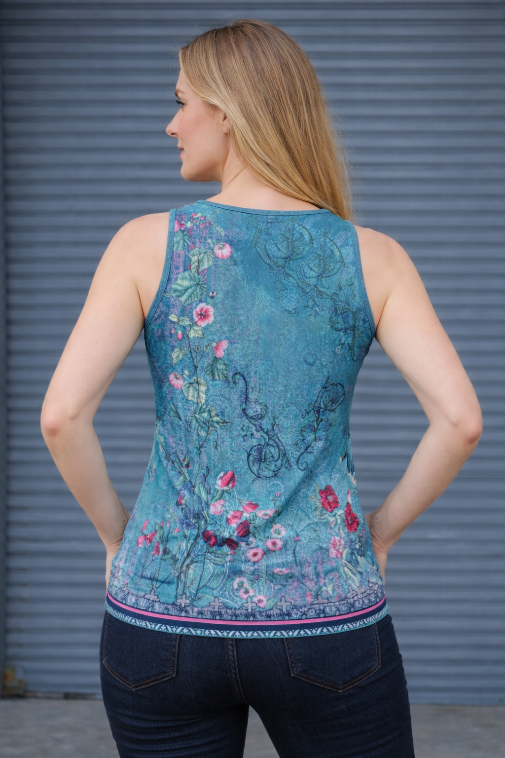 Women's Floral Blouse with Button Details