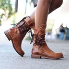 Women's Brown Leather Lace-Up Boots