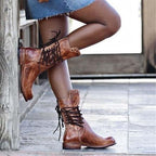 Women's Brown Leather Lace-Up Boots