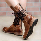 Women's Brown Leather Lace-Up Boots
