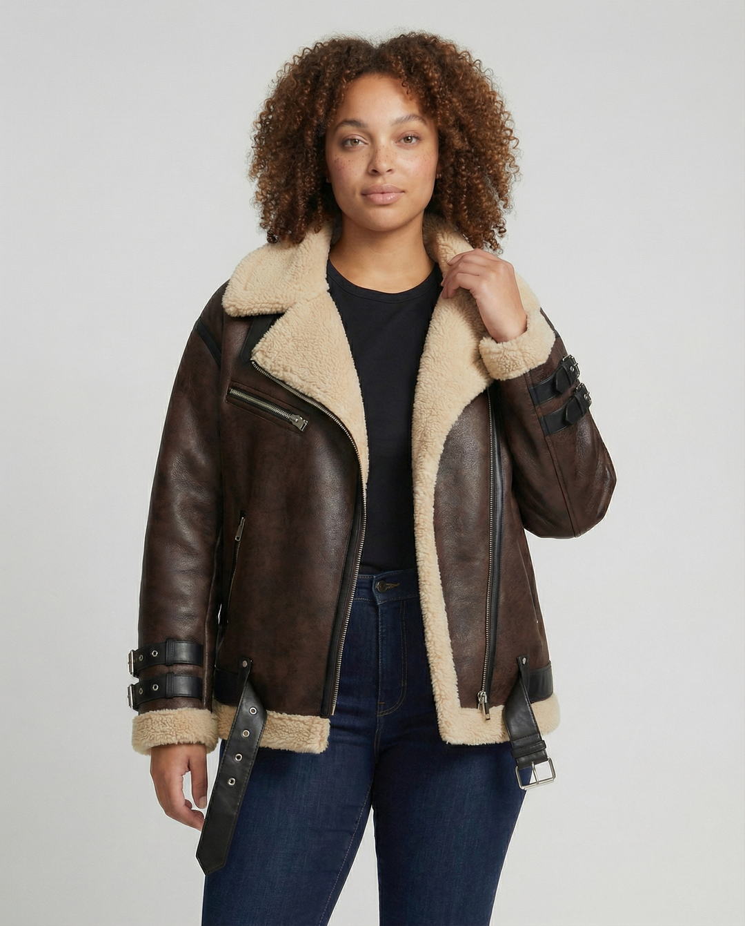 Elegant Lapel Faux Leather Jacket