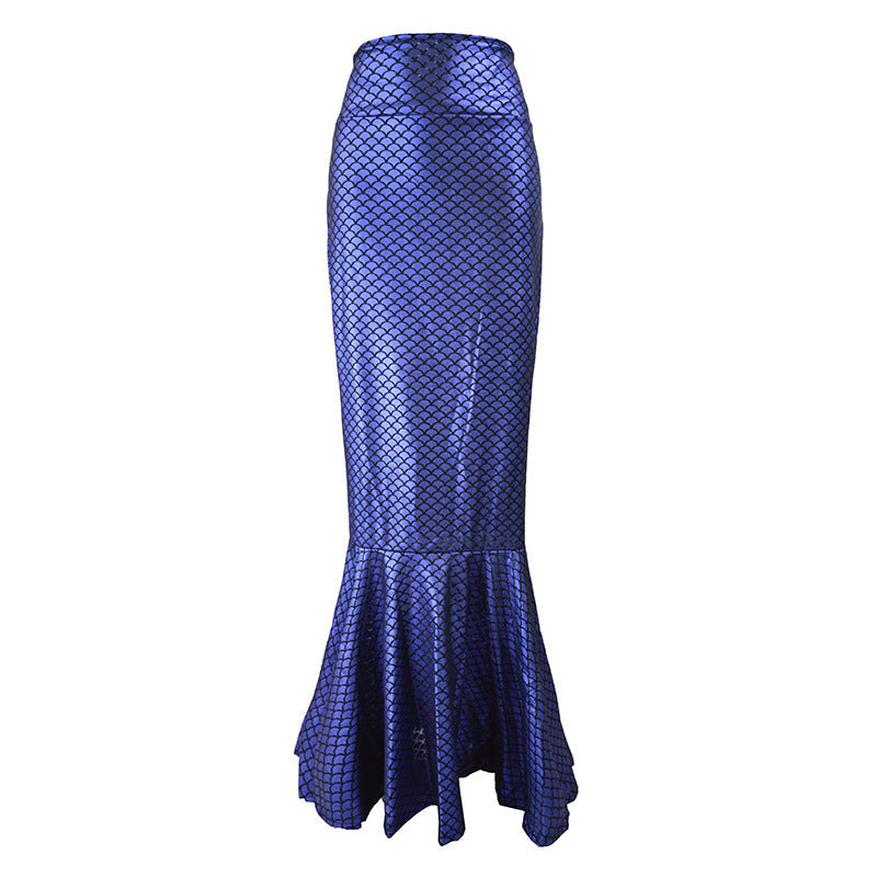 Mermaid Skirt with Shiny Scale Pattern and Flared Hem