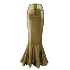 Mermaid Skirt with Shiny Scale Pattern and Flared Hem