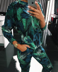 Women's Casual Suit with Floral Print and Pockets