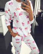 Women's Casual Suit with Floral Print and Pockets