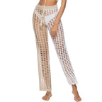 Women's Crochet Beach Pants with Transparent Pattern and Fringe