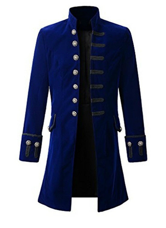 Women's Elegant Velvet Coat with Decorative Buttons