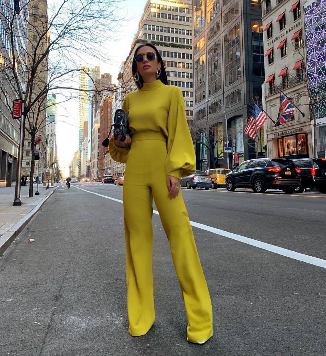 Elegant Jumpsuit with Wide Sleeves and High Collar