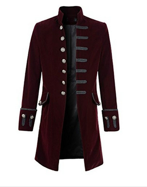 Women's Elegant Velvet Coat with Decorative Buttons