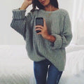 Women's Chunky Knit Sweater with Loose Fit and Wide Round Neckline