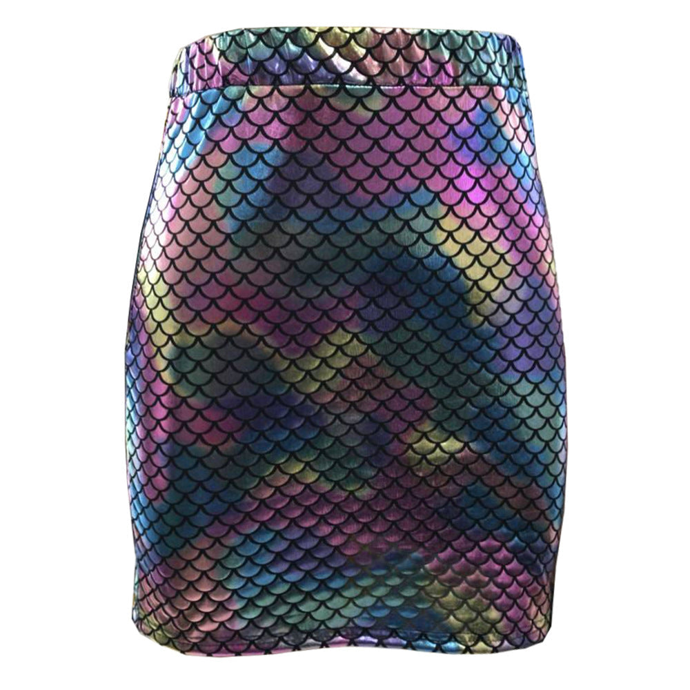 Women's Mini Skirt with Iridescent Scale Pattern