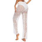 Women's Wide-Leg Crochet Beach Pants with Openwork Design