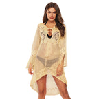 Women's Airy Beach Kimono with Elegant Crochet Patterns