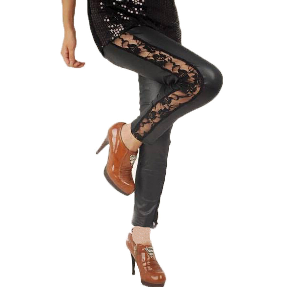 Women's Elegant Leggings with Floral Lace Accents