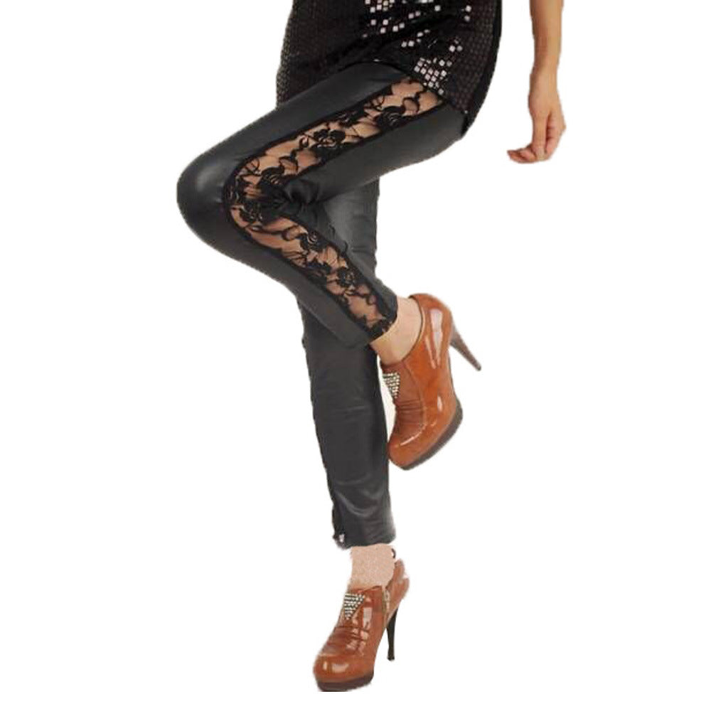 Women's Elegant Leggings with Floral Lace Accents