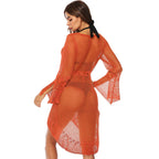 Women's Airy Beach Kimono with Elegant Crochet Patterns