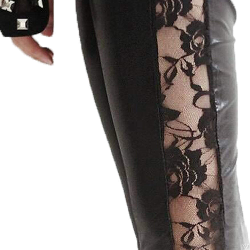 Women's Elegant Leggings with Floral Lace Accents