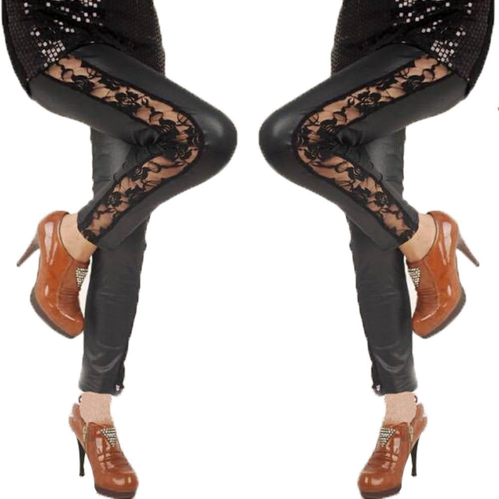Women's Elegant Leggings with Floral Lace Accents