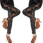 Women's Elegant Leggings with Floral Lace Accents