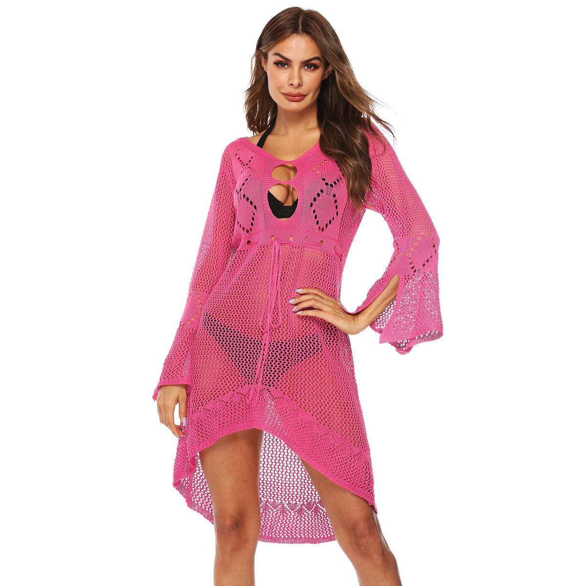 Women's Airy Beach Kimono with Elegant Crochet Patterns