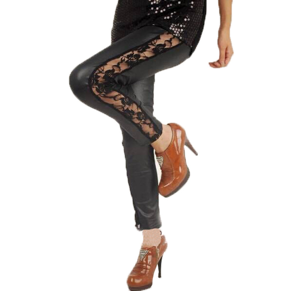 Women's Elegant Leggings with Floral Lace Accents