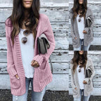 Women's Chunky Knit Cardigan with Practical Pockets and Casual Fit