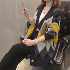 Women's Patterned Knit Cardigan with Button Details and Relaxed Fit