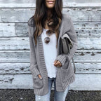 Women's Chunky Knit Cardigan with Practical Pockets and Casual Fit