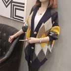 Women's Patterned Knit Cardigan with Button Details and Relaxed Fit
