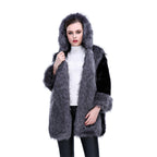 Women's Fluffy Faux Fur Cape with Voluminous Collar and Side Pockets