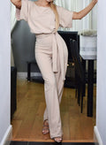 Women's Casual Two-Piece Set with Elegant Waist Belt