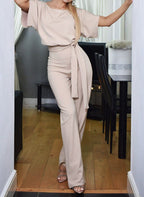 Women's Casual Two-Piece Set with Elegant Waist Belt
