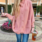 Women's Chunky Knit Cardigan with Pockets and Fashionable Collar