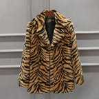 Elegant Faux Fur Coat in Tiger Print