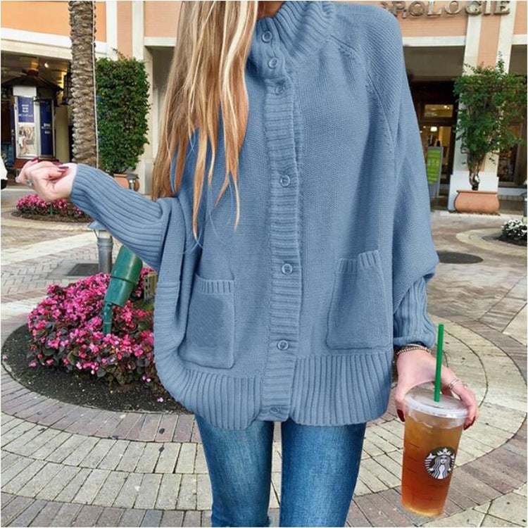 Women's Chunky Knit Cardigan with Pockets and Fashionable Collar