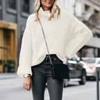 Women's Cozy Loose-Fit Sweater with Rolled Sleeves