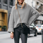 Women's Cozy Loose-Fit Sweater with Rolled Sleeves