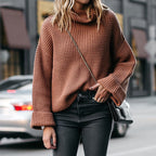 Women's Cozy Loose-Fit Sweater with Rolled Sleeves