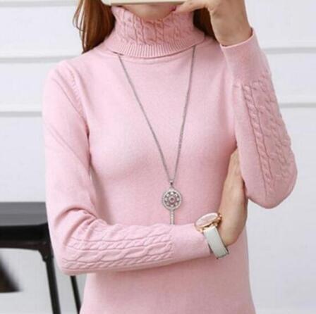 Women's Fine Knit Turtleneck Sweater with Cable Knit Pattern