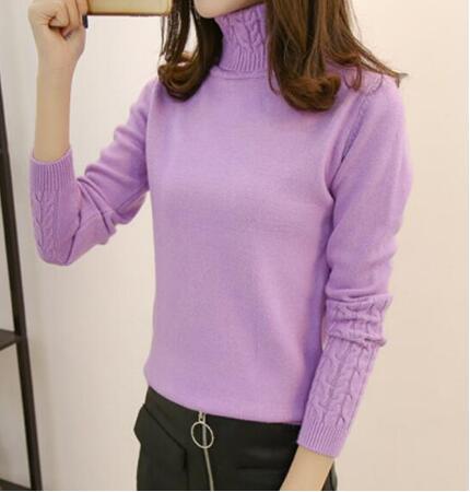 Women's Fine Knit Turtleneck Sweater with Cable Knit Pattern