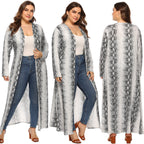 Women's Elegant Long Kimono with Snake Print