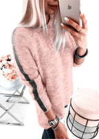 Elegant Women's Knit Sweater with Modern Stripe Pattern and Casual Cut