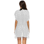 Elegant Sheer Beach Cover-Up with Fringed Trim