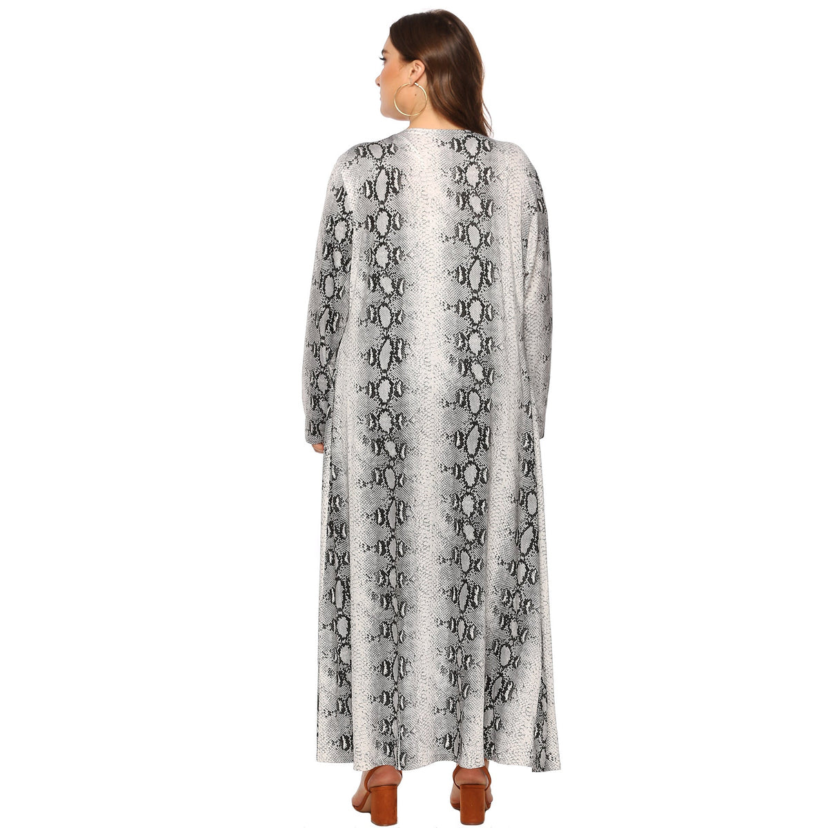 Women's Elegant Long Kimono with Snake Print