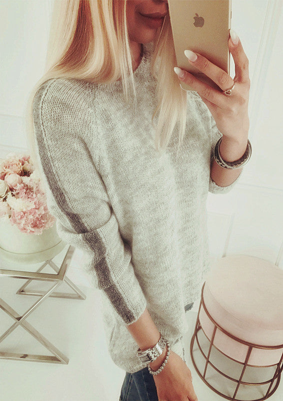 Elegant Women's Knit Sweater with Modern Stripe Pattern and Casual Cut