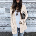 Women's Chunky Knit Cardigan with Patch Pockets and Casual Cut