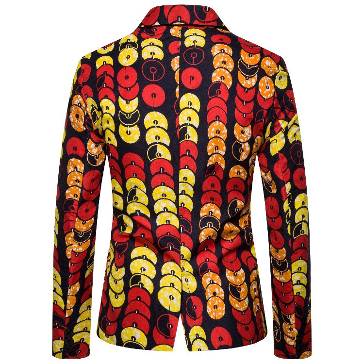 Women's Blazer with Bold Pattern Print and Fitted Cut