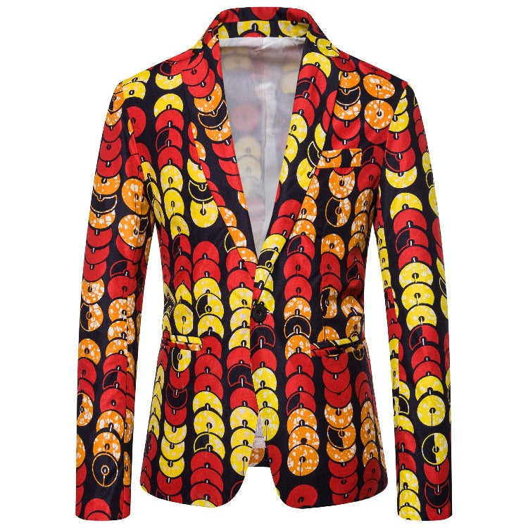 Women's Blazer with Bold Pattern Print and Fitted Cut