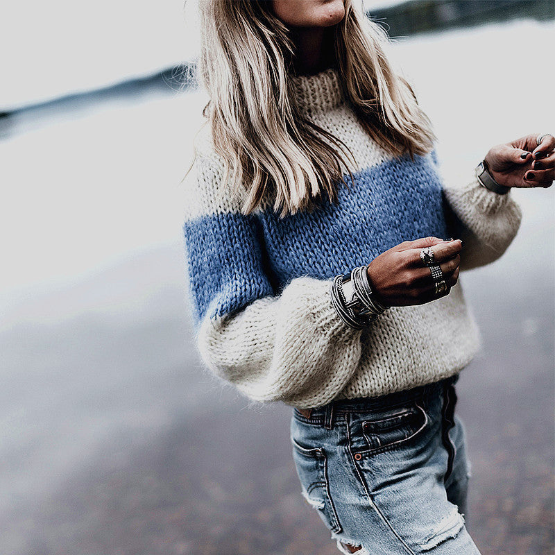 Women's Cozy Knit Sweater with Modern Openwork Pattern