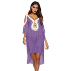 Women's Elegant Beach Cover-Up with Unique Crochet Trim